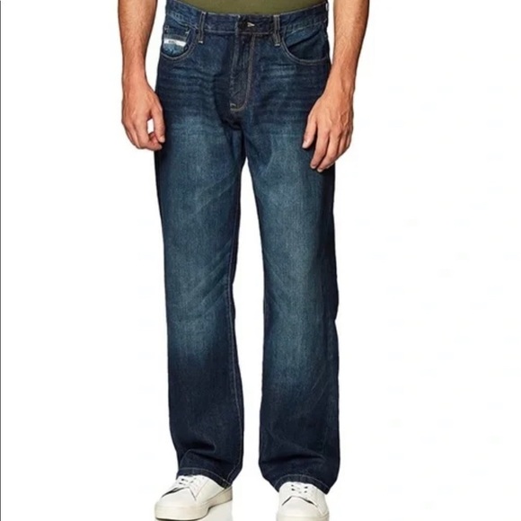 ECKO UTLD 759 Relaxed Fit Creased Straight Leg Blue Dark Wash Denim Jean… - Picture 1 of 13